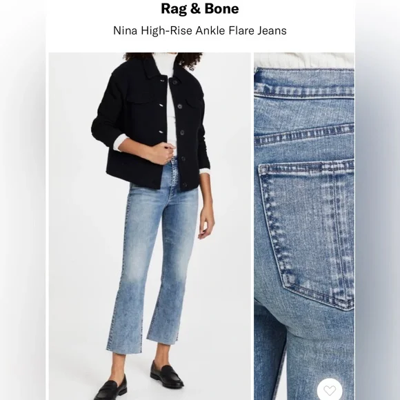 Sold☀️Rag & Bone Nina High-Rise Ankle Flare Jeans in Pearl - Picture 4 of 16